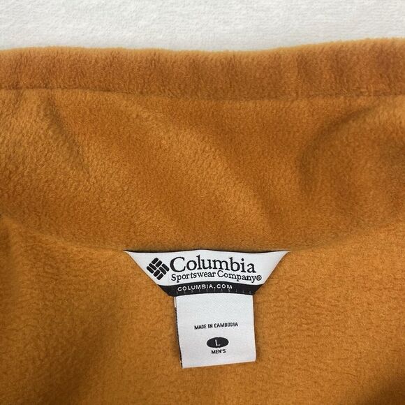Columbia Fleece Jacket Mens Large Burnt Orange Full Zip Logo Pockets Outdoor - Picture 6 of 7